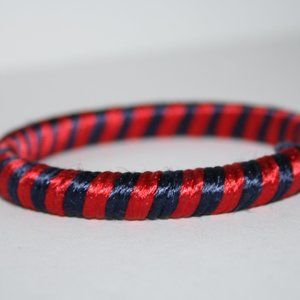 Beautiful red and navy blue cord bangle bracelet